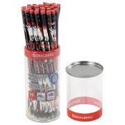 Карандаш чернографитный с принтом BRAUBERG «RED ANIME», 1 шт., HB, с ластиком, корпус ассорти, 182026