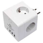 Сетевой фильтр CABLEXPERT Cube, 4 розетки, 16 А, 1 x Type-C PD, 3 х USB, белый, CUBE-4-СU3-W