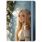 Скетчбук, белая бумага 80 г/м2, 145х203 мм, 80 л., резинка, твердый, BRAUBERG ART, «Эльфийка», 116892