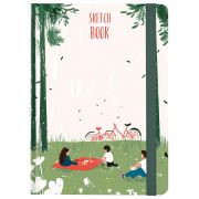 Скетчбук, белая бумага 120 г/м2, 145х203 мм, 80 л., резинка, твердый, BRAUBERG ART, «Прогулка», 116896