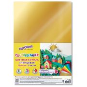 Цветная бумага А4 мелованная ВОЛШЕБНАЯ, 10 листов, 10 цветов, 200х280 мм, ЮНЛАНДИЯ «ДОМИКИ», 116959