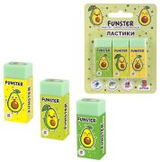 Ластики FUNSTER (ФАНСТЕР) «AVOCADO», НАБОР 3 штуки, 50х21х16 мм, прямоугольные, картонный держатель, экологичный ПВХ, блистер, 272724