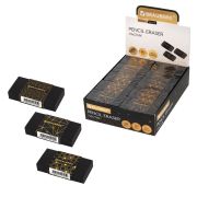 Ластик BRAUBERG «GOLDEN BLACK», 50х24х10 мм, прямоугольный, картонный держатель, экологичный ПВХ, ассорти, 272728