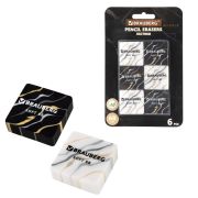 Ластики BRAUBERG «MARBLE», НАБОР 6 штук, 34х34х11 мм, квадратные, экологичный ПВХ, блистер, 272735