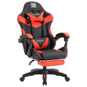 Кресло компьютерное DEFENDER «Tornado», 2 подушки, подставка для ног, экокожа, черное/красное, ш/к 26722, 64057