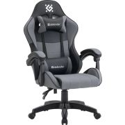 Кресло компьютерное DEFENDER «Strider», 2 подушки, ткань/экокожа, черное/серое, 64056