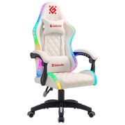 Кресло компьютерное DEFENDER «Energy», 2 подушки, RGB-подсветка, экокожа, белое, 64557