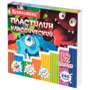 Пластилин классический «МОНСТРИКИ», 12 цветов, 240 г, СТЕК, ВЫСШЕЕ КАЧЕСТВО, BRAUBERG, 107356