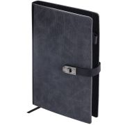 Ежедневник недатированный А5 152х220 мм BRAUBERG «Sirius», под кожу, застежка 160 л., черный, 116213