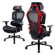 Кресло ATRONE (АТРОН) «Optimus ER-707», адаптивный механизм со слайдером, сетка, черный/красный, 532968