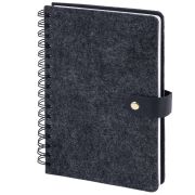 Ежедневник недатированный, А5, 135х210 мм, BRAUBERG «Felt», на гребне, войлок, застежка на кнопке, 160 л., черный, 117132