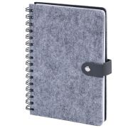 Ежедневник недатированный, А5, 135х210 мм, BRAUBERG «Felt», на гребне, войлок, застежка на кнопке, 160 л., серый, 117133