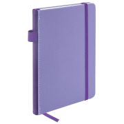 Блокнот А5 135x212 мм BRAUBERG «Edge», под кожу, резинка, держатель, 80 л., клетка, сиреневый, 117150