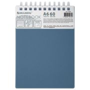 Блокнот МАЛЫЙ ФОРМАТ А6, 60 л., силиконовый гребень, обложка пластик, клетка, BRAUBERG, синий, 117565