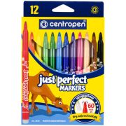 Фломастеры 12 ЦВЕТОВ CENTROPEN «Just Perfect», смываемые, устойчивы к высыханию, 2510/12KK, 725101201