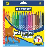 Фломастеры 18 ЦВЕТОВ CENTROPEN «Just Perfect», смываемые, устойчивы к высыханию, 2510/18KK, 725101801