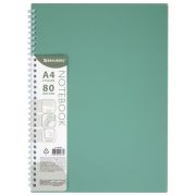 Тетрадь обложка пластик, А4 80 л., гребень мягкий (силиконовый), клетка, BRAUBERG, зеленая, 405355