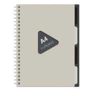 Тетрадь обложка пластик, А4 80 л., гребень, 4 съемных разделителя, клетка, BRAUBERG, бежевый, 405362