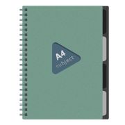 Тетрадь обложка пластик, А4 80 л., гребень, 4 съемных разделителя, клетка, BRAUBERG, зеленый, 405363