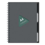 Тетрадь обложка пластик, А4 80 л., гребень, 4 съемных разделителя, клетка, BRAUBERG, серый, 405365