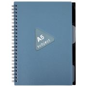 Тетрадь обложка пластик, А5 80 л., гребень, 4 съемных разделителя, клетка, BRAUBERG, синий, 405368