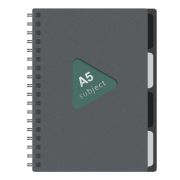 Тетрадь обложка пластик, А5 80 л., гребень, 4 съемных разделителя, клетка, BRAUBERG, серый, 405369