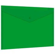 Папка-конверт с кнопкой прозрачная А4 BRAUBERG UNIVERSAL, до 100 листов, зеленая, 0,15 мм, 273074