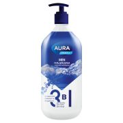 Гель для душа 3 в 1 для волос, тела и лица 1 л, AURA FAMILY MEN «Морские минералы», дозатор, 14952