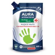 Мыло жидкое антибактериальное для всей семьи 500 мл, AURA АНТИБАКТЕРИАЛЬНАЯ «Ромашка», дой-пак, 10510