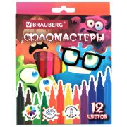 Фломастеры кросс-серия МОНСТРИКИ, 12 цветов, вентилируемый колпачок, картонная коробка с европодвесом, BRAUBERG, 152622
