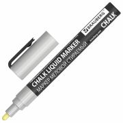 Маркер меловой CHALK LIQUID MARKER, СЕРЕБРИСТЫЙ, 3 мм, стираемый, BRAUBERG «CHALK», 152593