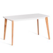 Стол обеденный Claire столешница МДФ, опоры дерево гевея, белый / натуральное дерево, 135 x 80 x 75см