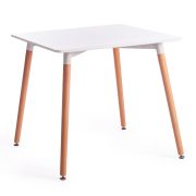 Стол JOHN (mod. T1003) МДФ/дерево, 80 х 80 х 75 см , White (Белый) / Natural (натуральный)