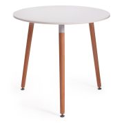 Стол MARS (mod. T1004) МДФ/дерево, White (Белый) / Natural (натуральный), 80 х 80 х 75 см