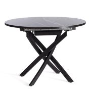 Стол MANZANA ЛДСП/HPL/металл, 100 х 100+30 х 75 см, Мрамор чёрный/чёрный