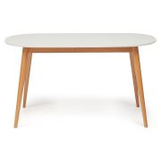 Стол обеденный MAX (Макс) основание бук, столешница мдф, 140 х 80 х 75см, Белый+Натуральный ( Бук)
