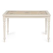 CT 3349 Стол с плиткой дерево гевея/плитка, 124х84х75см, butter white, Рисунок - « Прованс с бордюром»