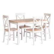Обеденный комплект Хадсон (стол + 4 стула)/ Hudson Dining Set (mod.0103) МДФ/тополь/меламин, стол: 118х74х73 см, стул: 42,5x46,5x93,5 см, White (Белый) / Natural (натуральны