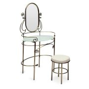 Столик туалетный ALBERT (столик/зеркало + пуф) Античная медь (Antique Brass)