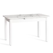 Стол ALIGERY ЛДСП/HPL/опора-массив березы , 130 х 75+30 х 75 см, Мрамор светлый/белый