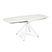 Стол RIDGE (mod. 8068) металл/стекло, 120-180/80/75см, белый мрамор/белый