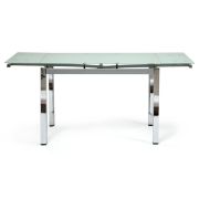 Стол CAMPANA ( mod. 346 ) металл/стекло (8мм), 110/170 х 70 х 76 см, хром/белый