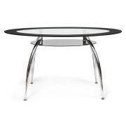 Стол SADLER ( mod. 445 ) металл/стекло (8мм), 140х80х75см, хром/черный