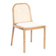 Стул FREYA дерево вяз/ротанг, ткань лён, груша№3/бежевый лен, 46х41х79,5 см