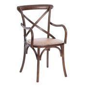 Стул с подлокотниками CROSS (mod.CB2008) дерево вяз, 91х55х52см, Темный Орех (№5)