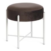 Банкетка AMBER металл, ткань, 41*41*40 см, темно-коричневый/белый