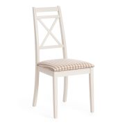 Стул Picasso ( PC-SC ) дерево гевея, 45х53х97см, ivory white (слоновая кость 2-5), ткань: клетка мелкая (S505-18)