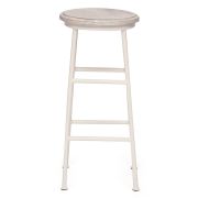 Стул барный Secret De Maison RIVIERA ( mod.2172) металл/дерево манго, 34х34х75см, Antique white/white wash