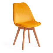 Стул TULIP SOFT (mod. 74) вельвет/дерево , 54 х 47 х 83 см , желтый (HLR 41)/натуральный
