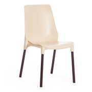 Стул GENIUS (mod 75) / 2 шт. в упаковке металл/пластик, 46x56x84cм, бежевый/коричневые ножки